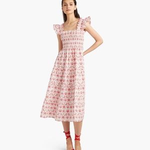 Hill House Ellie Nap Dress in Mermaid Pink Shell Print XXS